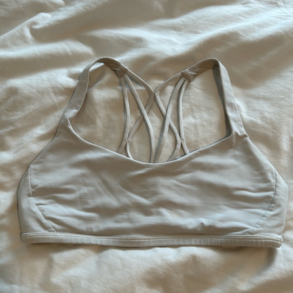 white Lulu sports bra